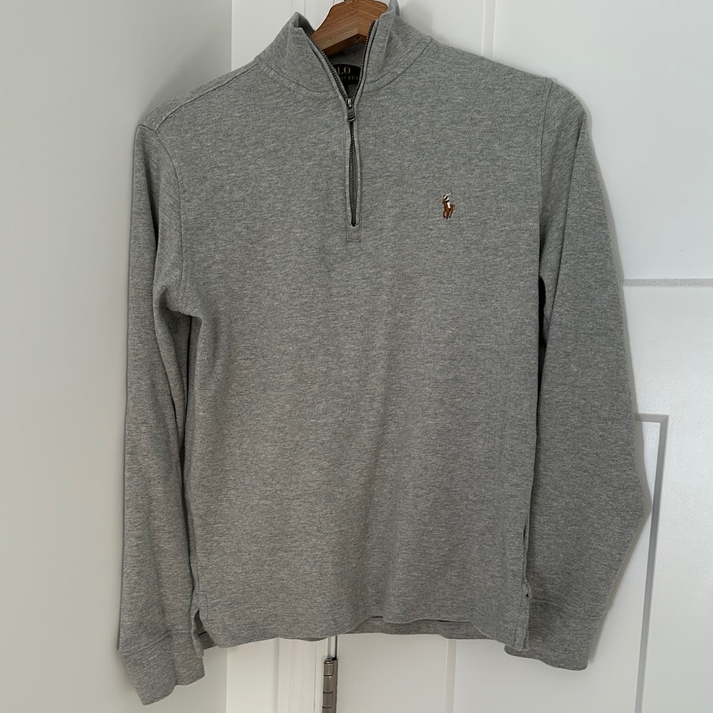 Polo by Ralph Lauren Men's Gray Quarter-Zip Sweater